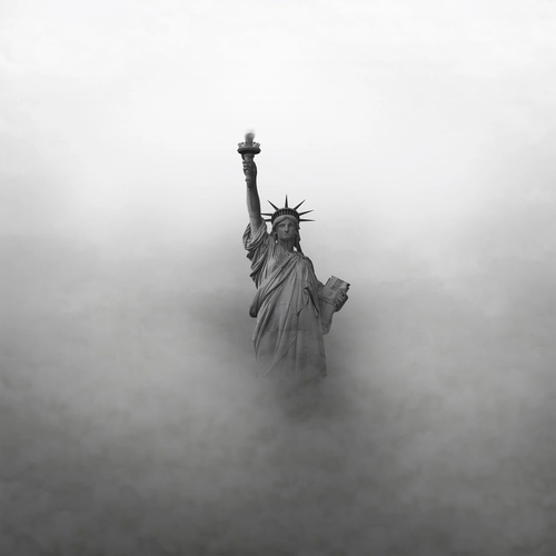 статуя, статуя свободы, туман, серые, белые, HD, 3д