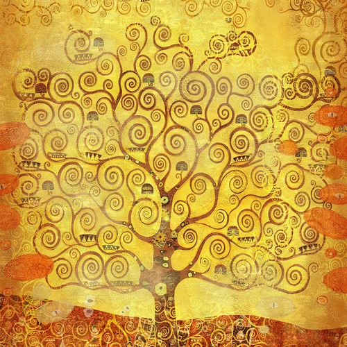 узор, орнамент, женщина, дерево, абстракция, абстрактные, желтые, оранжевые