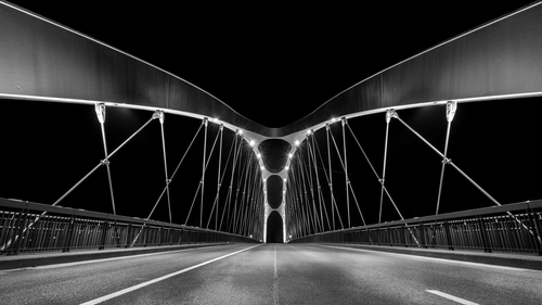 фотография, мост, черные, белые, конструкция
