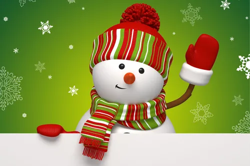 снеговик, шапка, варежки, зима, новый год, красные, зеленые, белые