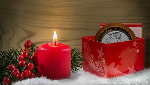 новый год, зима, декабрь, праздник, свеча, рябина, часы, красные, бежевые, белые, коричневые