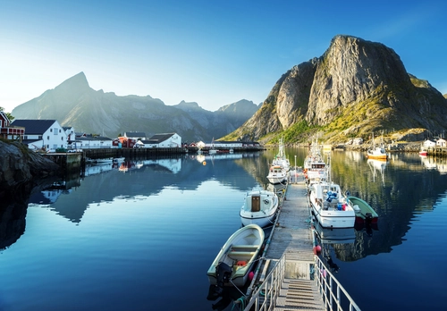 лодки, яхты, фьорд, норвегия, гора, синие, зеленые, белые