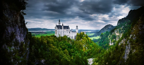 Германия, замок, горы, Нойшванштайн, Альпы, зелёные 