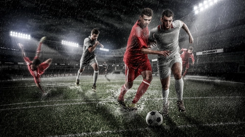 футболисты, игра, спорт, футбол, стадион, поле, игроки, мяч, серые, красные