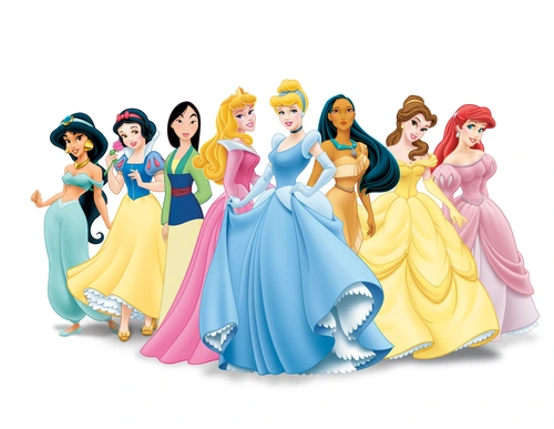 принцесса, детские, мультфильм, белые, синие, желтые, красные