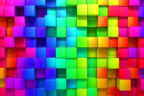 геометрические фигуры, квадраты, кубики, синие, розовые, зелёные