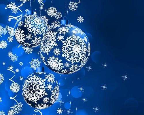 шары, снежинка, новый год, синие, праздник