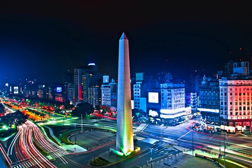 монумент, аргентина, ночь, город, черные, темные, желтые