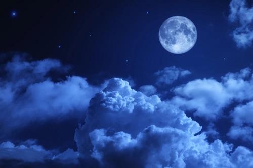 облака, небо, луна, небосвод, ночь, голубые, синие