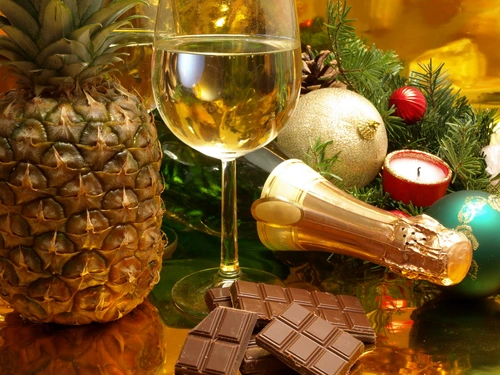 шампанское, праздник, новый год, шар, рождестве, желтые