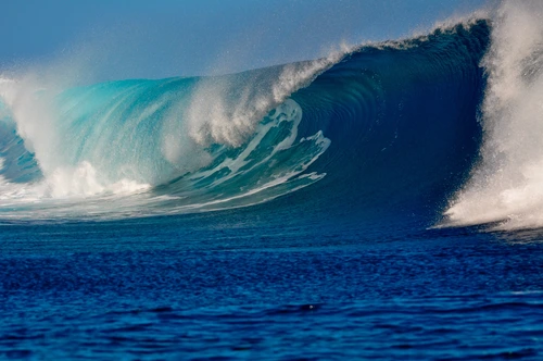 волна, вода, цунами, океан, синие, белые