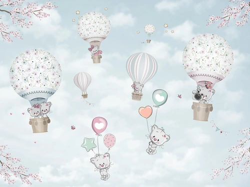 котики, HD, воздушные шары, детские, для девочек, белые, зеленые, розовые