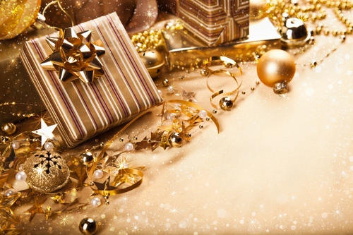 подарки, новый год, шар, праздник, белые, бежевые, коричневые