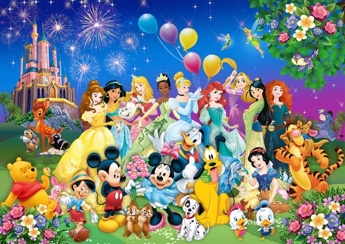 детские, принцессы, сказка, мультфильм, волшебство, замок, мультгерои, шарики, салют, фейерверк, цветы, дерево, трава, небо, зеленый, зеленые, синий, синие, феи, фея, принцесса